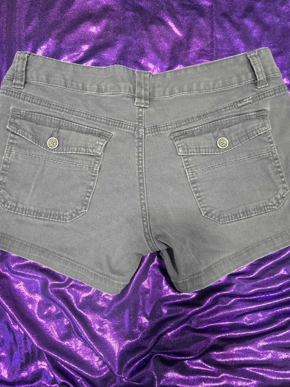 UNIONBAY Gray Scalloped-Hem Denim Shorts